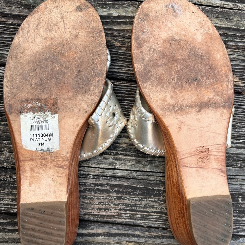 Jack Rogers Metallic gold Sandals Whipstitched Classic Thong Slides size 7 - Picture 5 of 6